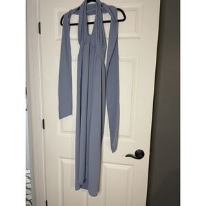 Boho Factory Halter Maxi Dress W Wrap Blue Small Nwt